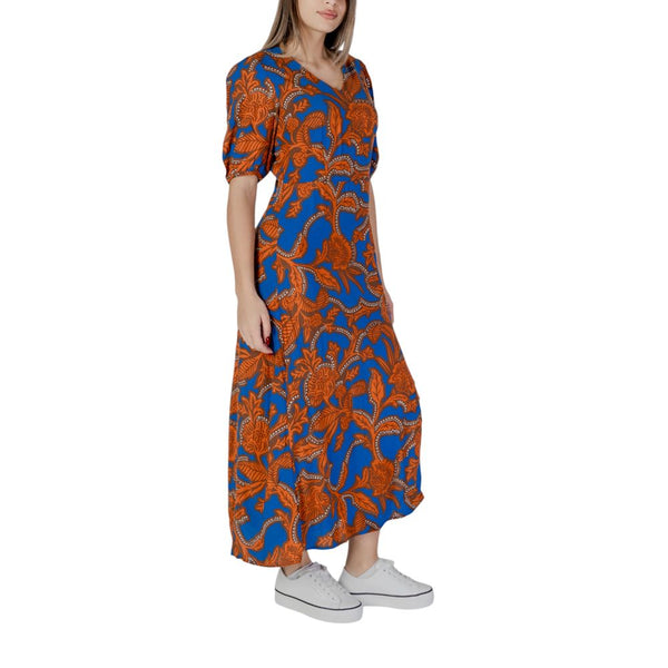 Blue Viscose Long Dress
