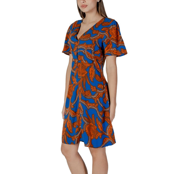 Blue Viscose Midi Dress