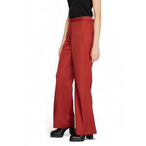 Red Polyester Flared Pants