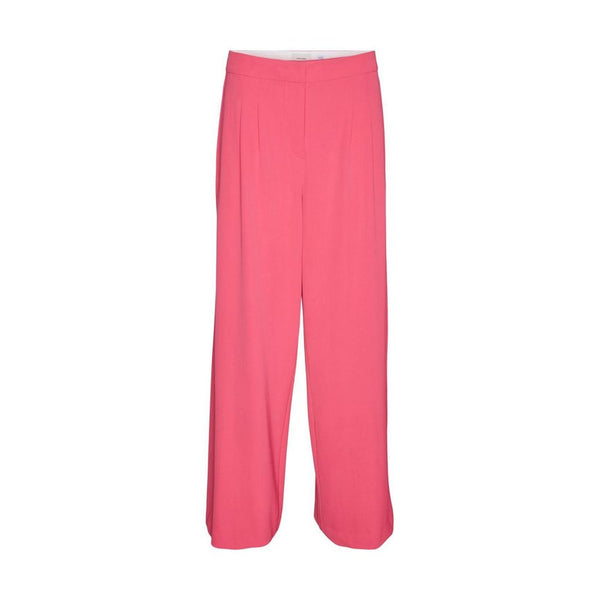 Pink Polyester Casual Pants