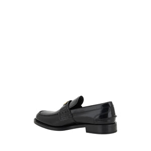 Black Leather Logo Loafers