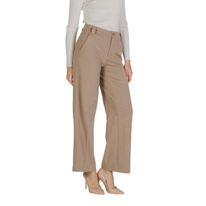 Beige Viscose Casual Pants