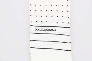 White Polka Dotted Silk Skinny Scarf
