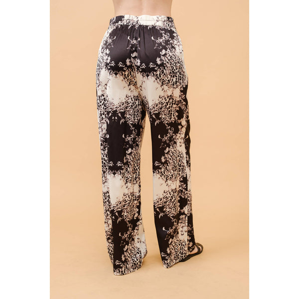 Baroque Leopard Print Satin Wide-Leg Pants