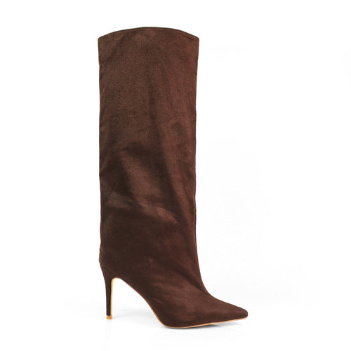 Suede Pointed-Toe Knee-High Boots