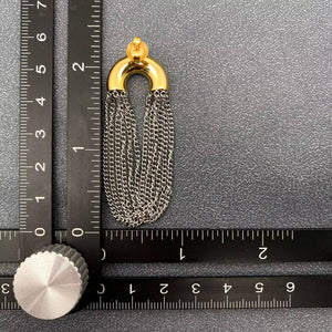 Two-Tone Arc Chain Fringe Earrings