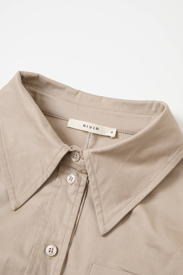 Belted Mixed-Media Pleated Shirt Dress