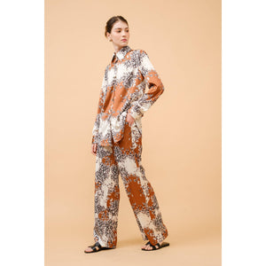 Baroque Leopard Print Satin Wide-Leg Pants