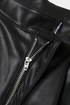 Faux Leather Pleated Wide-Leg Trousers