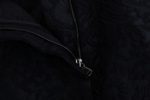 Black Brocade High Waist Capri Shorts