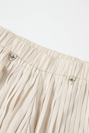 Pleated Wide Leg Pants With Knit Waist Band