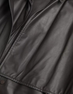 Black Leather Men Waterproof Trenchcoat Jacket