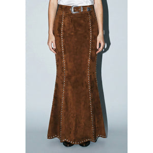 Sienna Western Eyelet Suede Maxi Skirt
