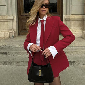 Stella Red Shorts and Jacket Two Piece Set with Tie