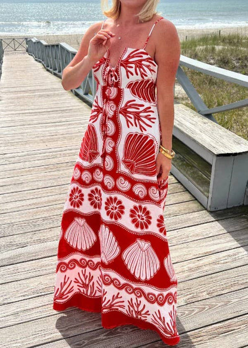 Resort Style Sea Creature Print Slip Dress