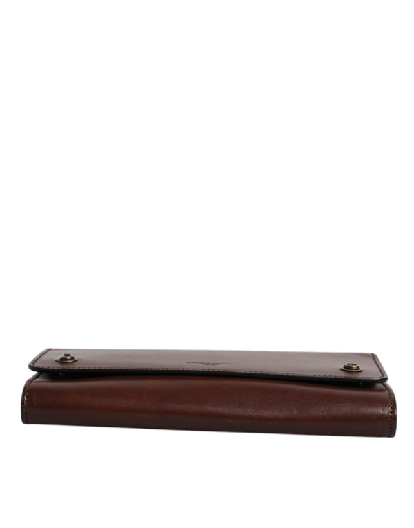 Brown Leather Logo Embossed Crossbody Bag