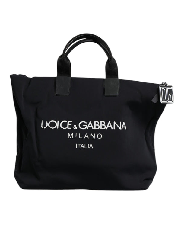 Black Canvas DG Logo Women Shopping Hand Tote Bag