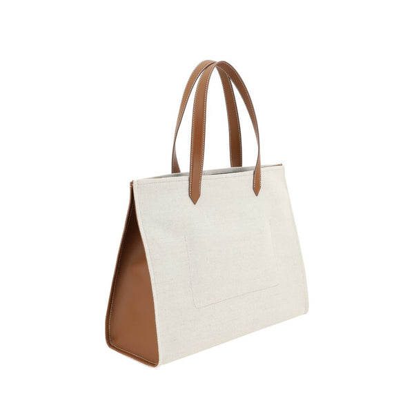 Beige Cotton Shoulder Bag