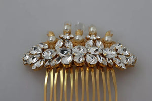 Gold Brass Clear Crystal Hair Stick Accessory Comb
