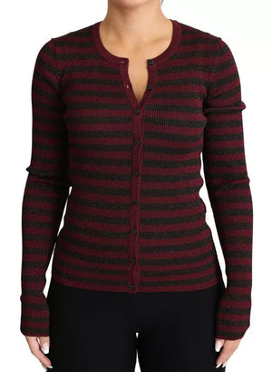 Black Red Striped Womens Cardigan Sweater