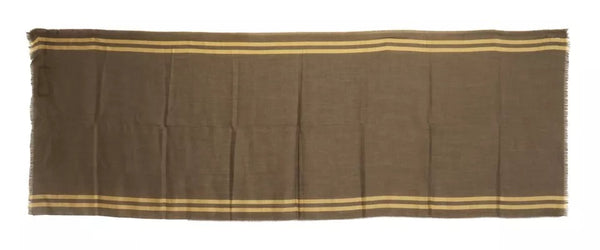 Green Striped Cashmere Wrap Fringes Scarf