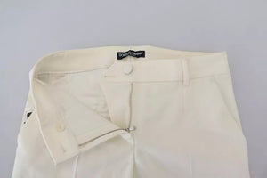 White High Waist Tapered Wool Pants