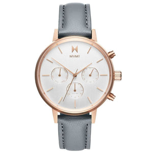 Gray Leather Dress Watch