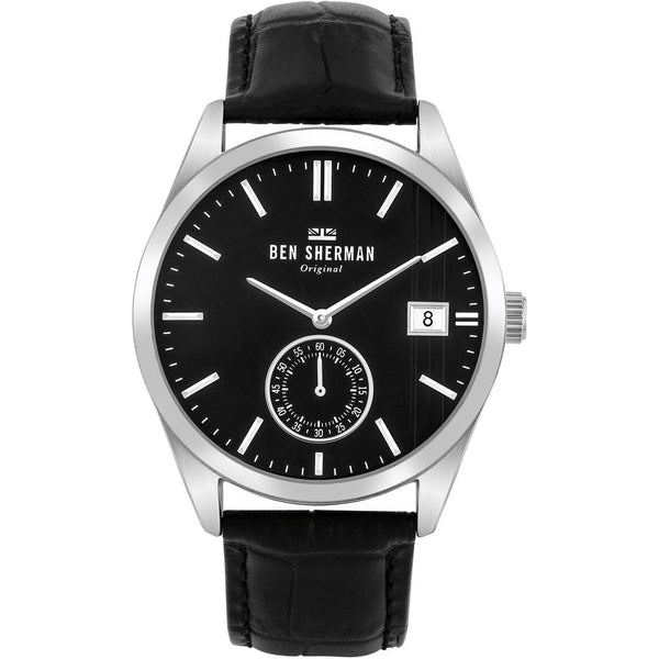 Black Leather Dress Watch