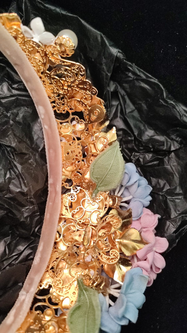 Gold Crystal Purple Hortensia Headband Crown Diadem