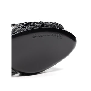 Black Snake Skin  Platform Sandals