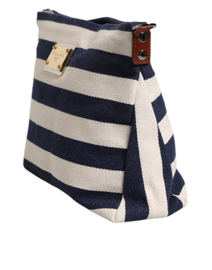 Blue White Stripes Logo Plaque Tote Bag
