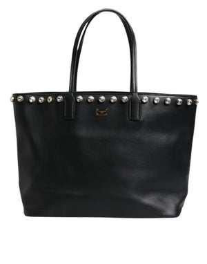 Black Crystal Leather Shopping Women Tote Bag