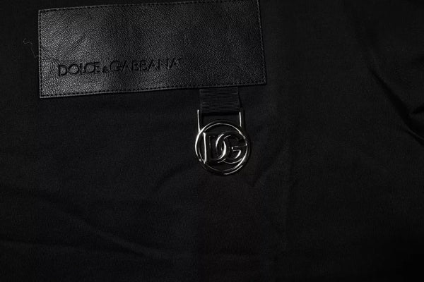 Black Logo Patch Cotton Crew Neck T-shirt