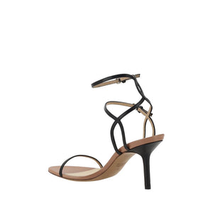 Black Calf Leather Bos Taurus Stiletto Heel Sandals
