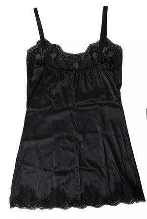 Black Lace Silk Sleepwear Camisole Top Underwear