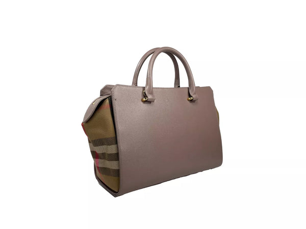 Small Banwell Leather Tote Bag Purse Grey Mink