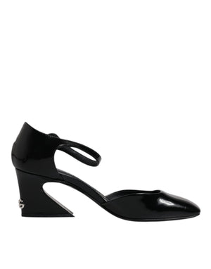 Black Leather Jackie Ankle Strap Sandals Shoes
