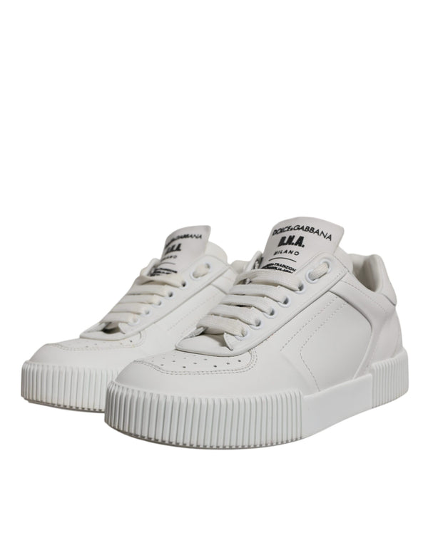 White Miami Leather Low Top Sneakers Shoes