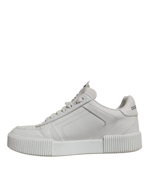White Miami Leather Low Top Sneakers Shoes