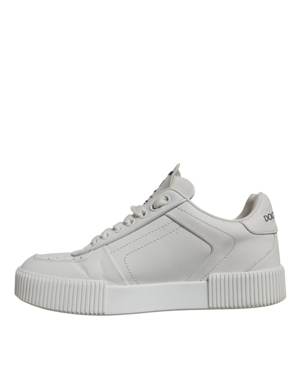 White Miami Leather Low Top Sneakers Shoes