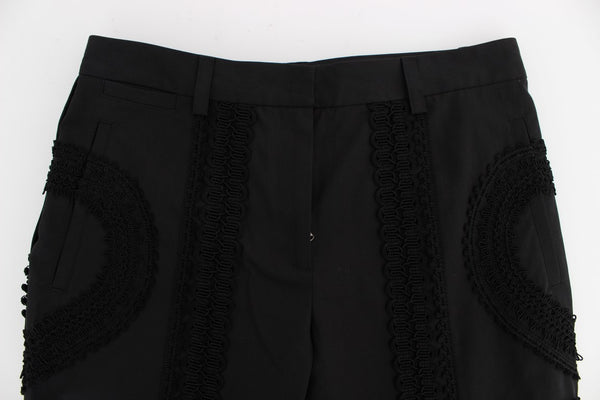 Black Cotton Stretch Torero Capris Pants