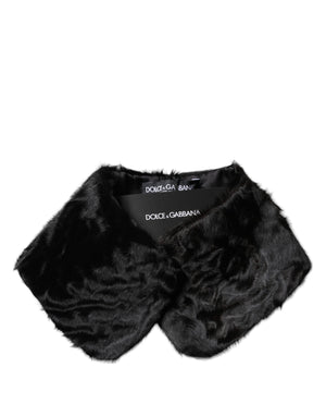 Black Lamb Fur Collar Women Neck Wrap Scarf