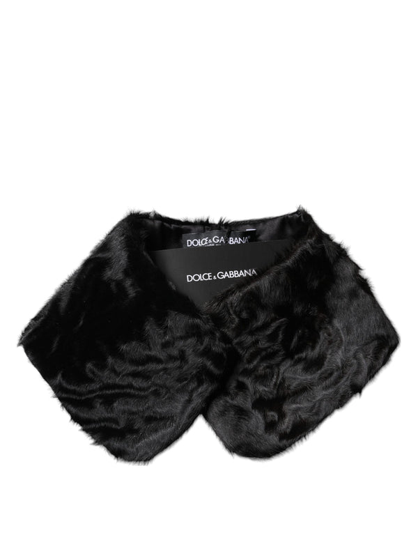 Black Lamb Fur Collar Women Neck Wrap Scarf