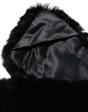 Black Lamb Fur Collar Women Neck Wrap Scarf