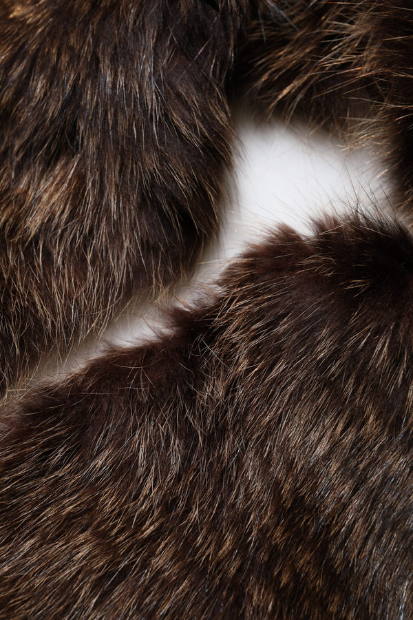Brown Raccoon Fur Neck Warmer Winter Scarf