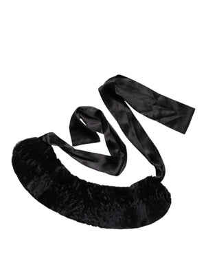 Black Lamb Fur Women Neck Warmer Winter Scarf