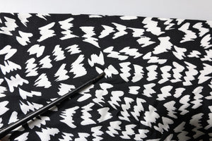 Black White Patterned Fringes Shawl Scarf