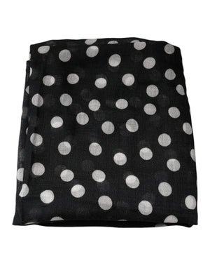 Black White Polka Dots Fringes Wrap Scarf