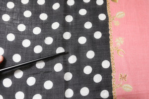 Black White Polka Dots Fringes Wrap Scarf