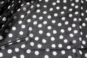 Black White Polka Dots Fringes Wrap Scarf